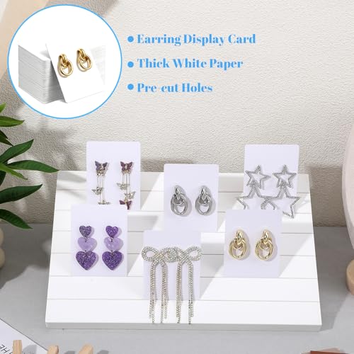 62 Pcs Wood Earring Display Stand Earring Card Display 2 Pcs 11.4" x 7.5" Holders with 60 Cards Jewelry Organizer Stands for Selling