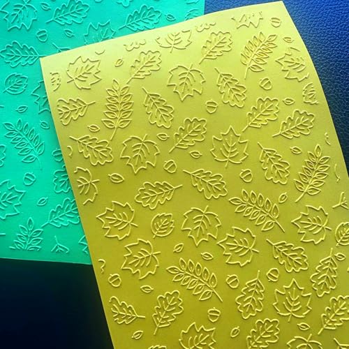 Arbuya Fall Leaves Plastic Embossing Folders Template - Maple Leaf Texture Plate Embossers for Card Making DIY Scrapbooking Paper Crafting Handmade Crafts Arts Supplies, 5"x7" - color: Leaves