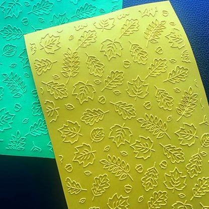 Arbuya Fall Leaves Plastic Embossing Folders Template - Maple Leaf Texture Plate Embossers for Card Making DIY Scrapbooking Paper Crafting Handmade Crafts Arts Supplies, 5"x7" - color: Leaves