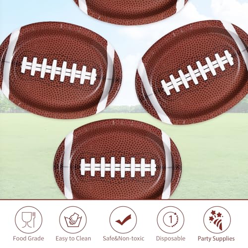 50Pcs Large Football Oval Plates 10"x12" Heavy Duty Football Food Plates Disposable Football Food Tray for Football Theme Party Supplies Sports Event Game Tailgate Carnivals Birthday Party Decorations - style: Football Oval Plates