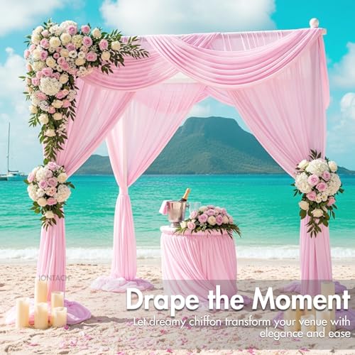 60" Chiffon Fabric by The Yard Pre-Cut Sheer Fabric for Wedding Arch Draping Fabric Swag Curtain Scarf Party Backdrop Decoration Ceiling Decor (Baby Pink, 1 Yard) - color: Baby Pink, size: 1 Yard