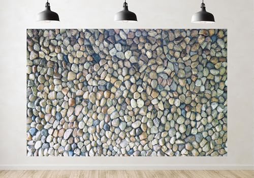 Trykid 10x10ft Smooth River Pebbles Backdrop Wet Textured Stones Neutral Tones Photography Background Nature Theme Decor Party Decoration Photo Booth Prop Fabric - size: 10x10ft