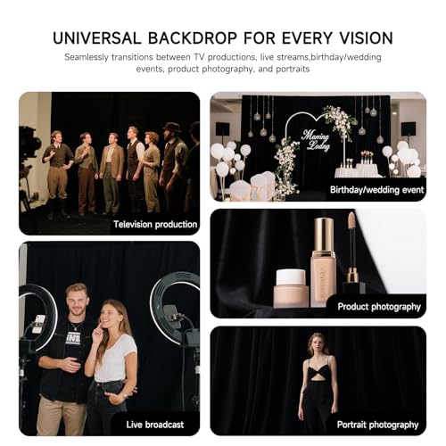 YSKE-Professional Black Photography Backdrop10X7ft - Machine Washable Seamless Background for Studio & Video - color: Black, size: 10X7