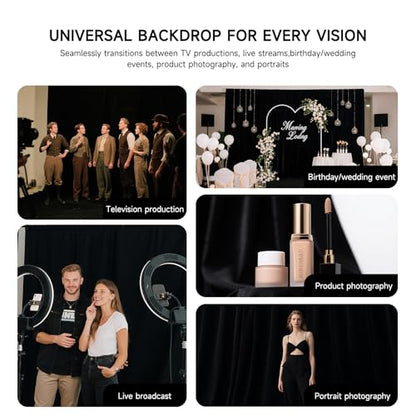 YSKE-Professional Black Photography Backdrop10X7ft - Machine Washable Seamless Background for Studio & Video - color: Black, size: 10X7
