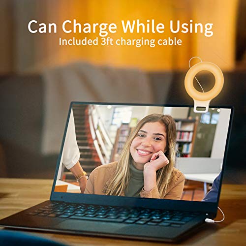 Selfie Ring Light,Rechargeable Portable Clip-on Selfie Fill Light with 60 LEDs,3 Models & 5 Level Brightness for iPhone/Android Smartphone Laptop for Photography,Meetings,Makes up,Tiktok,Live Stream.