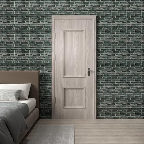 3D Wall Panels Peel and Stick in Green，40 PCS XPE Foam 3D Wallpaper, Faux Brick Wall Panels for Bedroom, Stairs, Kitchen - color: Green Brick, size: 40PCS