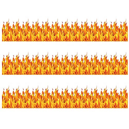 Beistle Plastic Flame Wall Backdrops, 4’ x 30’, 3 Pack – Photo Backdrop, Easy to Adhere Wall Covering, Party Decor, Burning Fire Photography Background for Birthdays, Holidays & Events - style: Flame - 3 Piece
