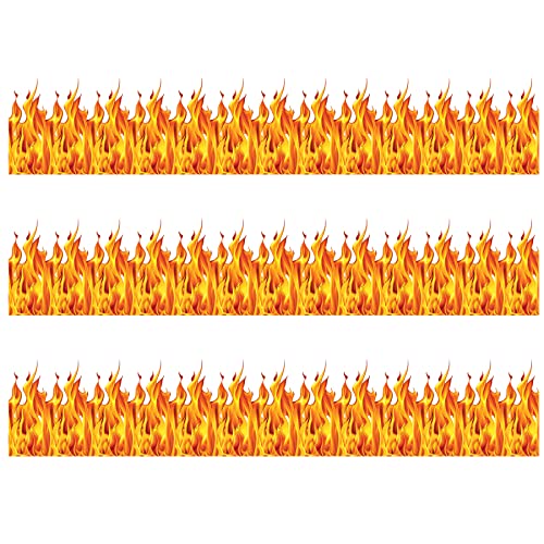 Beistle Plastic Flame Wall Backdrops, 4’ x 30’, 3 Pack – Photo Backdrop, Easy to Adhere Wall Covering, Party Decor, Burning Fire Photography Background for Birthdays, Holidays & Events - style: Flame - 3 Piece