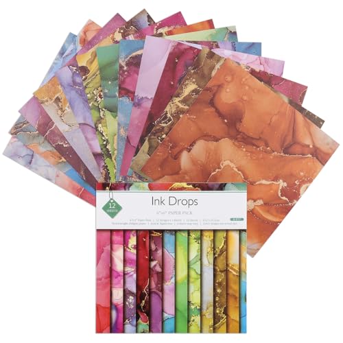 12 Sheets Scrapbook Paper Pads, 12 Designs 6"x6" Single Sides Patterned CardStock Papers, 160gsm Decorative Background Craft Paper, Scrapbooking Pad for Card Making DIY Projects(Marble) - color: Marble