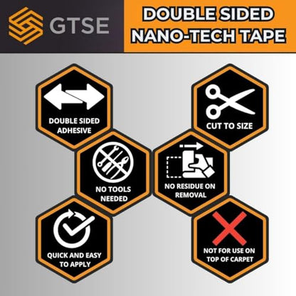 GTSE Double Sided Mounting Tape - Heavy Duty Adhesive 1.18in x 9ft Clear Nano Tape for Picture Hanging, Removable Sticky Pads, Posters, Wall Décor, Carpets, DIY Projects – Strong & Versatile Solution