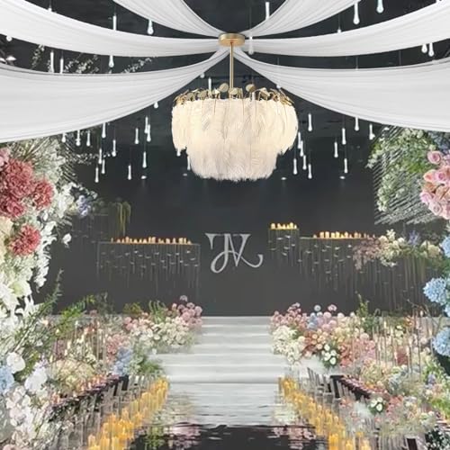 White Ceiling Drapes for Wedding, 6 Panels 5FT*15FT Wedding Arch Draping, Chiffon Fabric Backdrop Drapes, Wedding Ceiling Decorations - color: 6 Panels 5FT*15FT, White