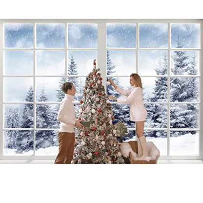 10x6.5ft Winter Forest Window Backdrop - Baby Newborn Winter Wonderland Backdrop for Photography Props - Christmas