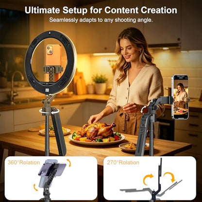 Vlogging Kit for iPhone Tripod with Ring Light 10", Smart Auto Face Tracking Tripod with Remote Control, One-Key Auto-Deploy, Phone Holder for Video Recording, Live Streaming - size: Tripod With 10'' Ring Light