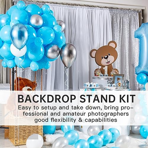 BEIYANG Backdrop Stand, 7.5 FT x 10 FT Adjustable Photography Background Support System Kit with Carrying Bag for Photo Video Studio - size: 7.5*10FT