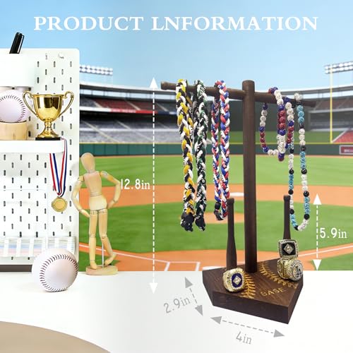 [NEW] Wooden Baseball or Softball Drip Necklace Organizer Holder,Championship Ring Display Holder, Softball Ring Holder, Drip Necklace Baseball Display Gift (Boys, Girls & Coaches)