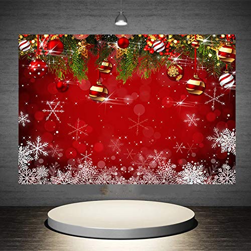 Snowflake Christmas Photography Backdrop for Winter New Year Eve Family Party 5x3ft Birthday Glitter Bokeh Sparkle Red Xmas Background Newborn Baby Shower Decoration Photo Booth Props