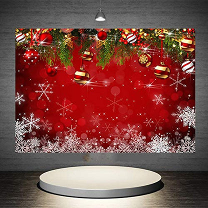 Snowflake Christmas Photography Backdrop for Winter New Year Eve Family Party 5x3ft Birthday Glitter Bokeh Sparkle Red Xmas Background Newborn Baby Shower Decoration Photo Booth Props