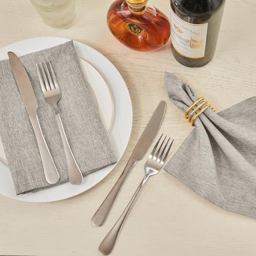 Cloth Napkin Set of 8 Square Washable Reusable Linen Fabric Polyester for Kitchen Dinner Dining Restaurants Wedding Party Banquet Table(Flaxen/17x17 Inch) - color: Flaxen