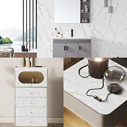 practicalWs Marble Paper Granite Gray/White Roll Kitchen Countertop Cabinet Furniture is Renovated Thick PVC Easy to Remove 17.71" x 393.7" - color: Gray/White, size: 17.7" x 393.7"
