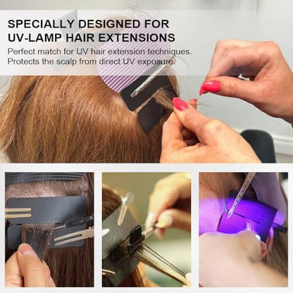 UV Lamp Hair Extension Tool Kit Invisible Hair Extensions UV Lamp 30g UV Hair Glue with 30ml Glue Remover Plastic Eyebrow Comb for UV Hair Set Eyelashes Extensions - color: Silver