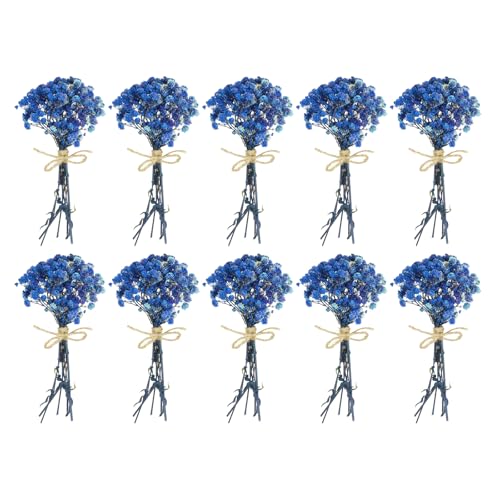 PATIKIL Mini Dried Flower Bouquet, 10 Pcs Baby's Breath Natural Wildflower with Stem Decor Boho Floral Plant Flower for Crafts DIY Photo Props Gift Wedding Decor, Dark Blue - color: Dark Blue