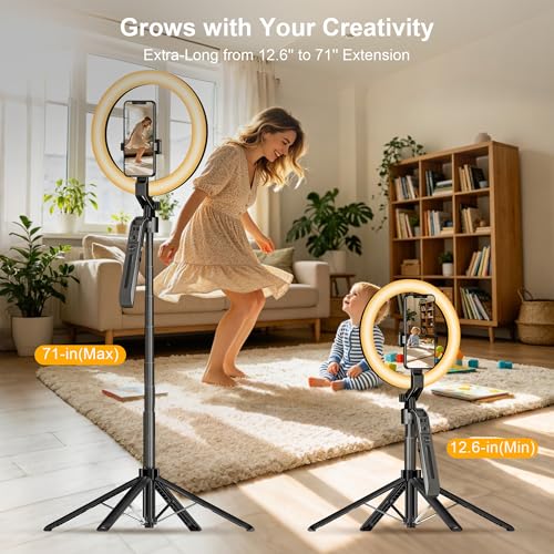Vlogging Kit for iPhone Tripod with Ring Light 10", Smart Auto Face Tracking Tripod with Remote Control, One-Key Auto-Deploy, Phone Holder for Video Recording, Live Streaming - size: Tripod With 10'' Ring Light