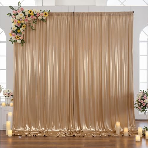 10x10ft Champagne Backdrop Curtains Glitter Sequin Photo Backdrop Curtain Fabric Shimmer Drapes Backdrop Bridal Baby Shower Wedding Birthday Party Photography Backdrops Photoshoot 5x10FT, 2 Panels - color: Champagne, size: 10 ft X 10 ft(2 Panels 5ft X 10f