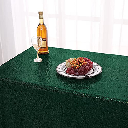 nanbowang Sequin Tablecloth - Dark Green Table Cloths for Parties Rectangular Table Cover Overlay Sequin Fabric Table Linens Birthday/Baby Shower/Tea Party Decor - size: 90" x 90" (Square)