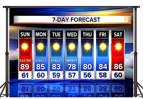 Weather Forecast Backdrop 5x3ft Seven-Day Broadcast Sunny Day Photo Background Business Study Portrait Studio Prop Wallpaper RBJMYLU213 - size: polyester microfiber fabric-5x3ft