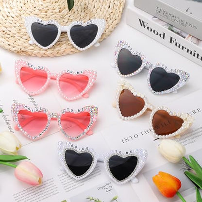 Etercycle Heart Sunglasses, Bride to Be Gifts Bachelorette Party Bride Sunglasses, Cute Glasses for Women Bachelorette Party (Black Diamond) - color: Black Diamond