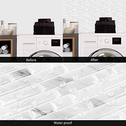 Yipscazo 10-Sheets Peel and Stick Backsplash for Kitchen Slate White Stick on Backsplash for Bathroom Self-Adhesive Wall Tiles for RV, Laundry Room(12"X12") - color: Slate White