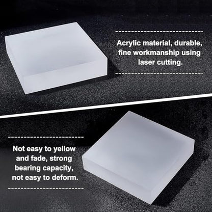 FINGERINSPIRE Solid Frosted Acrylic Square Display Base 4" x 4" x 0.9" Polished Display Block Craft Jewelry Riser Stand for Ring Earring Bracelet Accessory Collectibles Retail Photography - color: 4" X 4" X 0.9"