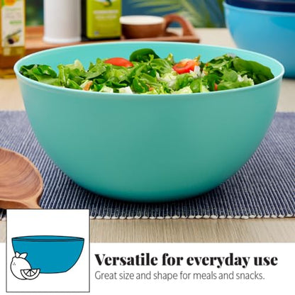 US Acrylic Vista Durable Plastic Salad and Serving 10-inch Bowls | Set of 4 in Coastal Colors | Reusable, BPA-free, Made in the USA | 135 oz. capacity