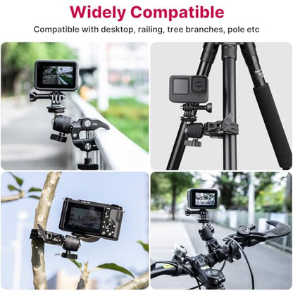 ULANZI R099 Super Clamp Camera Mount with 360° Ballhead for Bike/Bicycle/Motorcycle Handlebar Pole Tripod Tube Crossbar Gimbal Rods Mount for Insta360/GoPro/AKASO/DJI/Phone/DSLR/Light/Monitor - style: R099