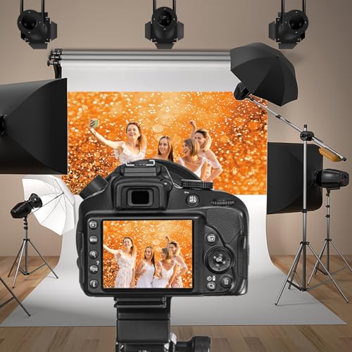 20x10ft Orange Glitters Backdrop Dreamy Warm Light Spot Sparkles Photography Background Wallpaper Decor Thanksgiving Baby Shower Birthday Party for New Baby Kids Portrait Studio Props - size: 20x10ft