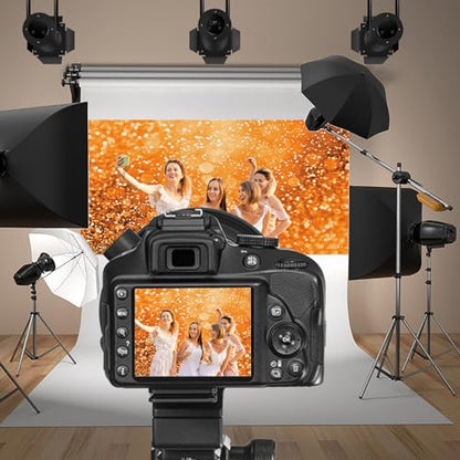 20x10ft Orange Glitters Backdrop Dreamy Warm Light Spot Sparkles Photography Background Wallpaper Decor Thanksgiving Baby Shower Birthday Party for New Baby Kids Portrait Studio Props - size: 20x10ft