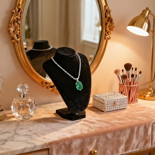 TENINYU Professional 3D Necklace Display Stand, Black Velvet Jewelry Bust Holder, 9.6 Inch Chain Organizer Tower for Home Display (Black) - color: Black