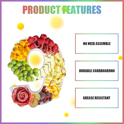 Charcuterie Cardboard Number Fillable Shaped Treat Decorative Box Anniversary Birthday Table Centerpiece (6&9 Style, 9inch) - size: 9inch, style: 6&9 Style