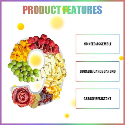 Charcuterie Cardboard Number Fillable Shaped Treat Decorative Box Anniversary Birthday Table Centerpiece (6&9 Style, 9inch) - size: 9inch, style: 6&9 Style