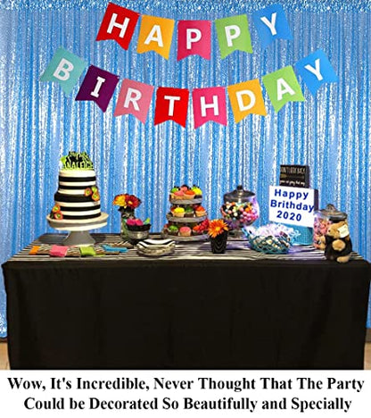 Partisout Sequin Backdrop - Glitter Backdrop with Blackout Curtains for Photography, Party & Wedding (4ft x 7ft, Baby Blue) - color: Baby Blue, size: 4ftx7ft