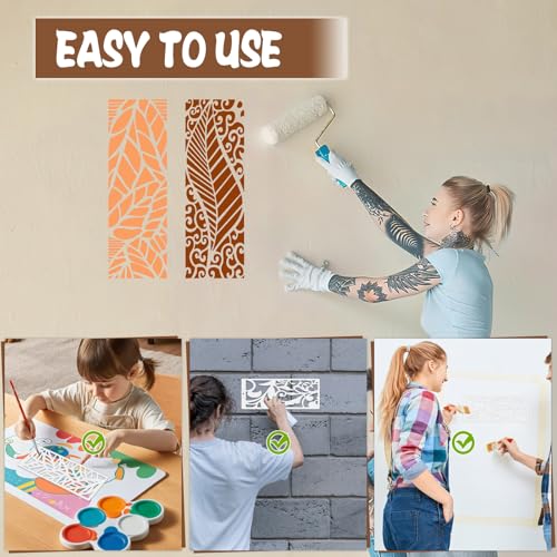 18 Pcs Stencils for Crafts, 4" x 11.8" Floral Branch Leaf Texture Background Layering Stencils, Reusable Plastic Tree Cake Decorating Templates for Baking DIY Wood Wall Furniture Canvas Scrapbook