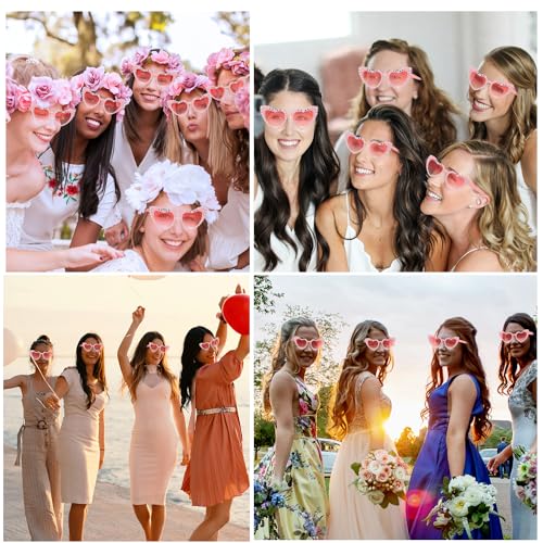 Etercycle Heart Shaped Sunglasses, Bachelorette Party Bride Sun Glasses, Cute Pearl Pink Heart Sunglasses Bride to Be Party Gift - color: Pink Pearls