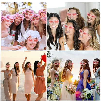 Etercycle Heart Shaped Sunglasses, Bachelorette Party Bride Sun Glasses, Cute Pearl Pink Heart Sunglasses Bride to Be Party Gift - color: Pink Pearls