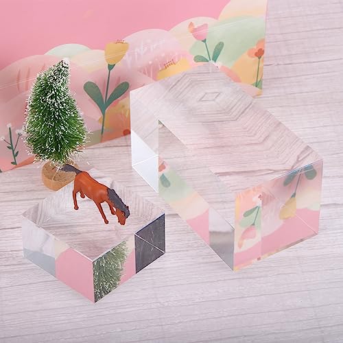 PATIKIL 4"x4"x1.5" Jewelry Display Riser, Polished Acrylic Cube Display Stand Block Collection Showcase Ring Holder Square, Clear - size: 4" x 4" x 1.5"