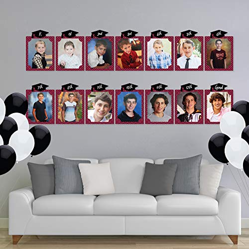 Big Dot of Happiness Maroon Grad K-12 School Photo Display Frame - 8x10 inch Graduation Memory Wall, Professional Photo Holder Set, DIY Graduation Party Decorations, Picture Display Board - color: Maroon Grad - Picturific Display