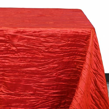YOUR CHAIR COVERS - 90 x 132 inch Rectangular Crinkle Taffeta Tablecloth - Red, Rectangle Table Linens for 6 ft Rectangular Tables, Wedding Crushed Table Cloth - color: Red, size: 132" x 90" (Rectangular)