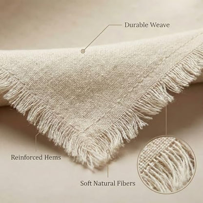 ACCENTHOME Natural Cotton Linen Napkin Set of 12 18x18 inch Dinner Napkins - Washable Soft Premium Hotel Quality Reusable Hemmed Edges Napkins Perfect Table Linens for Family Dinners, Weddings - color: 01 - Natural, size: 18"x18" - Pack of 12