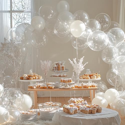 PartyWoo Clear Balloons 127pcs Different Sizes of 36 18 12 10 5 Inch Transparent Balloon Arch Kit for Graduation Wedding Baby Shower Bridal Shower Anniversary Birthday Party Decorations Clear-Y2 - color: Clear-y2, size: 127PCS