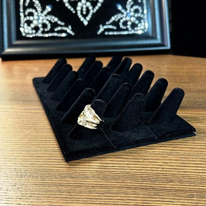 Ring Display Stand, Black Velvet Ring Holder Stand, Jewelry Display for Selling, Ring Organizer for Girls Dresser, 18 Slots