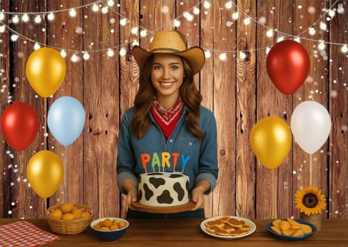 CHAIYA 8X6FT Brown Wood Backdrop Rustic Photo Backdrop Country Wooden Background Birthday Wedding Western Party Decoration Studio Props